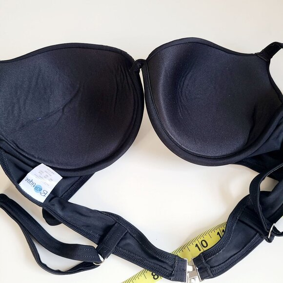 Swimsuit Top & Skirted Bottom Set Black Beaded Embroidered Padded Underwire - Picture 10 of 16